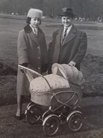 Old photo vintage female man photo stroller image