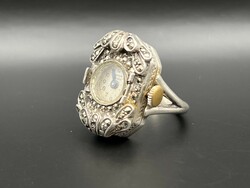 Különleges antik markazit köves ezüst gyűrű óra - Anker gyűrűóra
