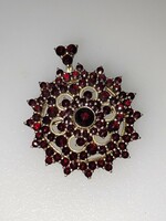 Below the price! Gold-plated silver pendant/pin with Czech garnet stones