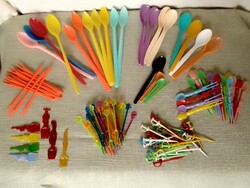 Retro party accessory set plastic cocktail stick mixing spoon sandwich chopsticks cold plate fork sword