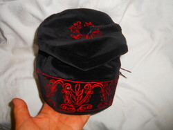 Black velvet embroidered men's headgear-with silk lining-never been used