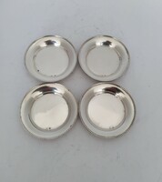 Silver 4-piece serving bowl, glass coaster
