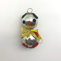 Old glass Christmas tree ornament silver spherical glass ornament, elf