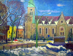 István Z. Soós (1900 - 2002) snow church square (1985 Kaposvár)