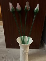 55 cm (!) long, handcrafted glass tulips. Very rare, beautifully crafted pieces! 250 G/pc