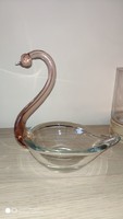 Vintage Italian Murano crystal glass swan serving centerpiece