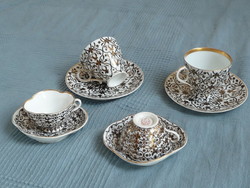 Antique porcelain tea coffee cup 4 hand-painted porcelain fischer emil yard supplier around 1900