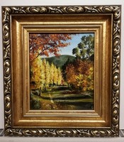 Zinóber - farewell in October (framed size 28 x 31, oil, in a fabulous new frame)