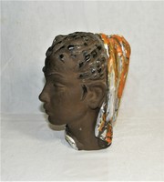 Art deco női fej - jelzett Karlsruhe kerámia - 1910-1920s'