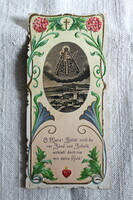 Antique holy image, prayer card, pilgrim memory card, with a beautiful art nouveau pattern (1.)