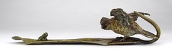 1L355 antique marked Bergmann bird with frog Viennese bronze statue 23.8 Cm
