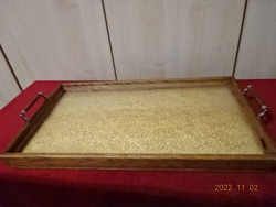 Tray with two handles, antique, ardeco, glass top, used. He has! Jokai.