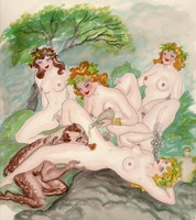 Székely Alex Sándor (1901-1968): Faun borkóstolón (18+).