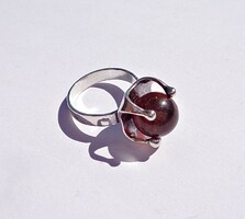 Borostyán köves ezüst gyűrű
