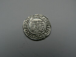 II. Louis (1516-1526) silver denarius 1525 k-b (Körmöczbánya) éh 673, hussar 841, aunc, (diameter: 16 mm)