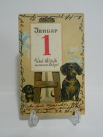 Antik dombornyomott Újévi üdvözlő litho képeslap Tacsi kutyák tacskók