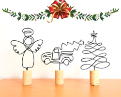 Kis drótból készült figurák - ajándékötlet karácsonyra és szilveszterre - angyal, karácsonyfa