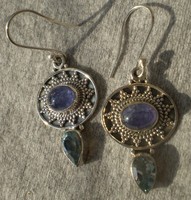 925 Silver earrings with tanzanite and blue topaz