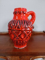 Piros West Germany kancsó váza 18 cm
