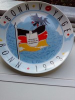 Rosenthal bonn voyage 1993 slightly funny souvenir wall plate with German flag and eagle 19.5 cm