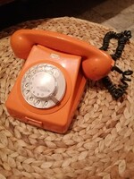 Ritka,narancssárga retro tárcsás telefon