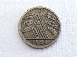 Németország 5 Rentenpfennig 1924 D verdejel érme - Német 5 Reich Pfennig 1924 külföldi pénzérme