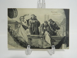 Antik üdvözlő litho képeslap München, Rathaus-keller