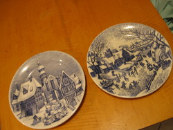 Nostalgia Christmas scene ironstone tableware patented design andenken ff pair