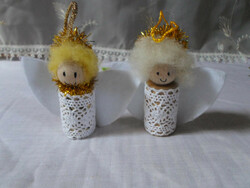 Handmade Christmas tree decoration: angel (cork, textile)