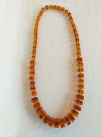 1980s retro square amber necklace, 80cm (no: 91.)