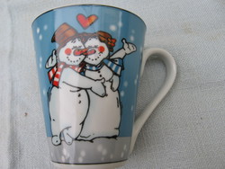 Snowmen in love mug flirting by r & b