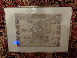 Framed medieval map of Europe