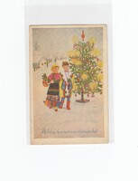 Karácsonyi Ünnepi  képeslap népi karácsonyfa