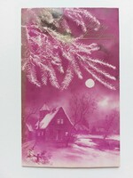 Old Christmas postcard 1929 postcard evening snowy landscape