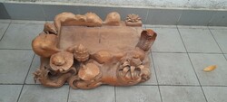 Oriental terrarium or aquarium base carved from solid wood