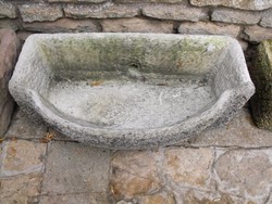 Rustic large 78cm stone artificial stone wash basin - well spout or horse drinking trough bird drinking bowl etc.
