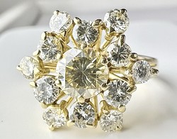 634T. Modern Briliáns (2 Ct) 18k Arany (5,2 g) gyűrű, Centrál kő 0,8 Ct, hibátlan Fancy light yellow