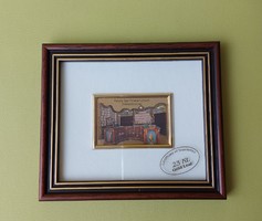 Miniature gold picture, wall picture printed on gilded plate - pharmaceutical theme