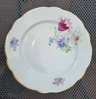 Antik aranyozott Zsolnay lapos tányér,  24 cm