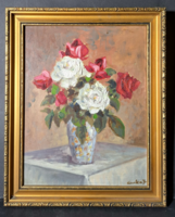 Rose bouquet flower still life - in a beautiful frame! 40X32 cm - flowers on the table