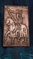 Középkori lovagos fém falidísz (M3157)
