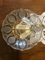 Serving bowl made of molded glass. In undamaged condition. Inside with a 4 cm high separator in the middle.