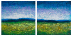 Bánki Szilvia "Horizont" 2 darabból álló 80x80 cm eredeti akril festménye