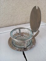 Old caviar holder with glass insert, offering
