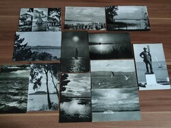 Balatoni képeslapok,12 db (Balatonszárszó, Balatonföldvár, Zamárdi, Balatonfüred), 1960-as évek