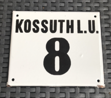 Kossuth l. U. 8 - House number plate (enamel plate, enamel plate)