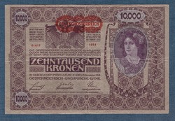 10000 Korona 1918 Deutschösterreich bélyegzés Hátlap Ornament II. Kiadás VG