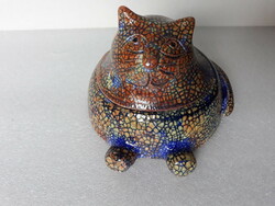 Vintage applied art ceramic kitty box
