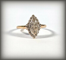 9ct Yellow Gold Pave Diamond Cluster Marquise-Shaped Ring
