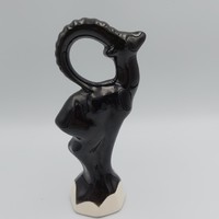 Black ceramic ram figure